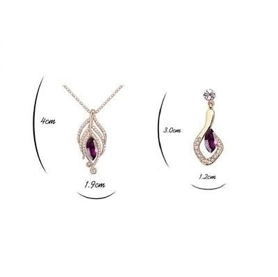 [Australia] - Crystals from Swarovski Simulated Amethyst Set Pendant Necklace 18" Earrings 18 ct Rose Gold Plated for Women 