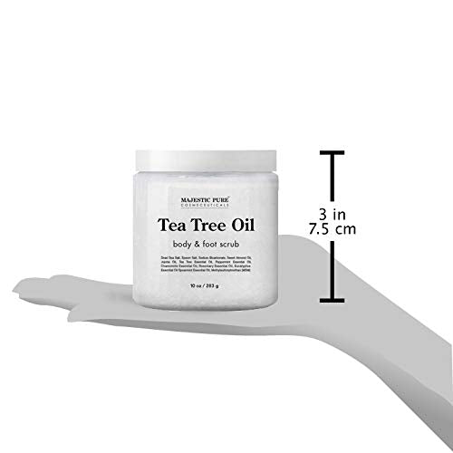 [Australia] - MAJESTIC PURE Tea Tree Oil Body and Foot Scrub - Natural Best Exfoliating Skin Cleanser - Helps with Acne, Callus, Corns, Athletes foot, Jock itch, Dry and Dead Skin - Promotes Healthy Foot -10 oz 