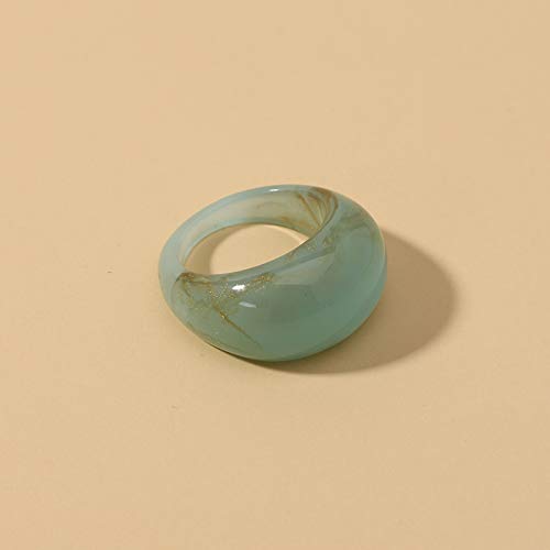 [Australia] - 12 pcs Colorful Resin Rings Wide Thick Dome Knuckle Finger Stackable Joint Ring Retro Acrylic Transparent Vintage Jewelry Party Elegant Handmade Gift (Size 6-8) 
