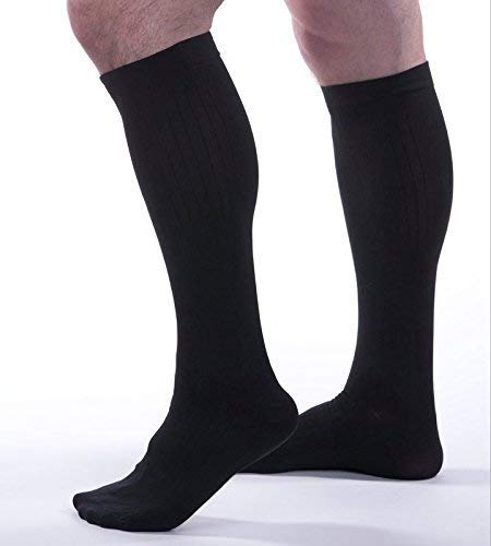 [Australia] - Allegro Men’s 8-15 mmHg Essential 122 Ribbed Compression Support Socks, Comfortable Support Garments for Men Black X-Large 