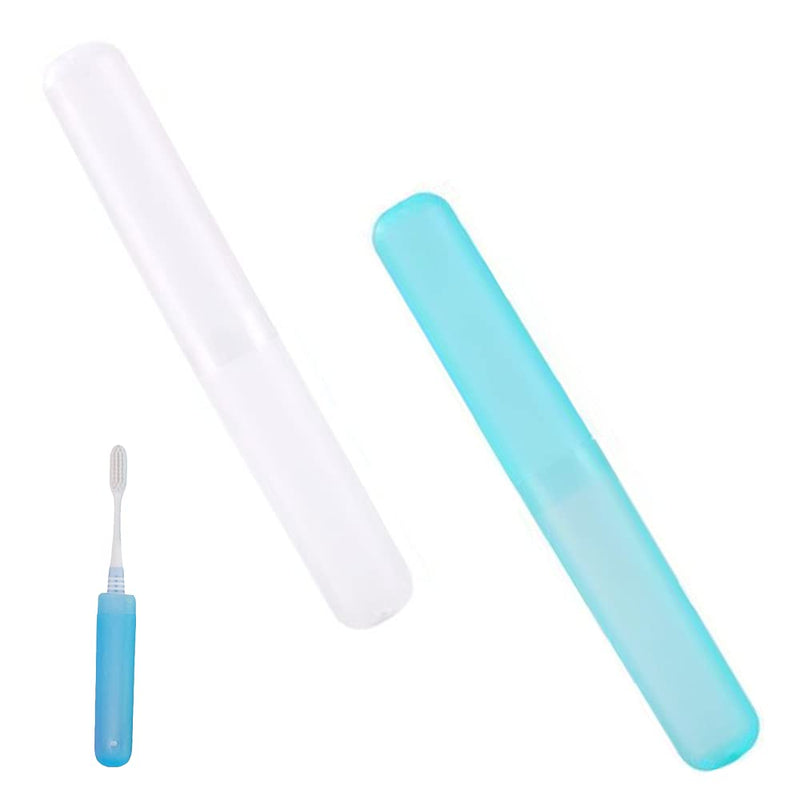 [Australia] - 2 Pcs Toothbrush Case, Toothbrush Travel Case Cover, Portable Toothbrush Storage Case, Sutiable for Home Travel Outdoor Camping Hiking Business Trip White Blue 
