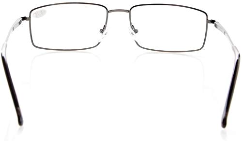 [Australia] - Eyekepper 3-pack Readers Rectangular Spring Temple Large Metal Reading Glasses Men Gunmetal +1.75 1.75 x 