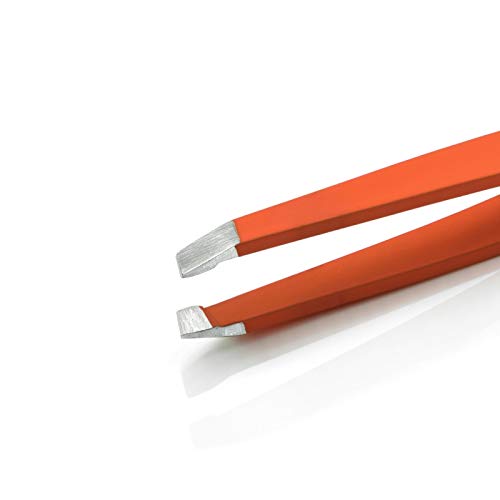 [Australia] - Effective Eyebrow Slanted Tweezer Covered with Colour Silicon (Orange) Orange 