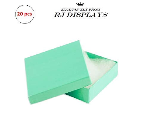 [Australia] - 20 Pack Cotton Filled Teal Blue Color Jewelry Gift and Retail Boxes 3 X 3 X 1 Inch Size by R J Displays 