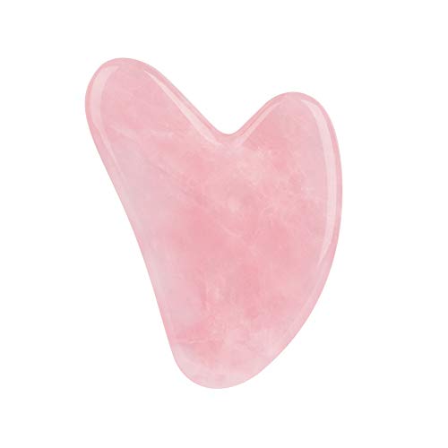 [Australia] - Bounabay Rose Quartz Gua Sha Massage Tool with Gift Bag, Top Sheerness Natural Jade Massage Stone for Facial Body Skincare, SPA Acupuncture Therapy Trigger Point Treatment Caring Pink Heart Shape 