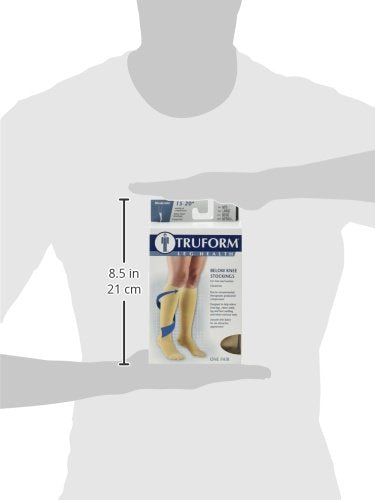 [Australia] - Truform 15-20 mmHg Compression Stockings for Men and Women, Knee High Length, Closed Toe, Beige, Large Large (1 Pair) 