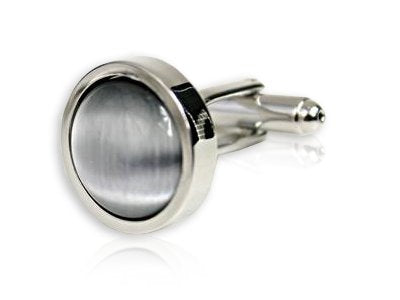 [Australia] - Cuff-Daddy Silver Catseye Cufflinks Framed Silver with Presentation Box 