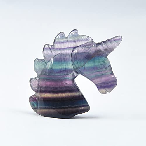 [Australia] - AITELEI 2'' Hand Carved Unicorn Stone Statue, Healing Crystal Gemstones Carving Figurine Healing Energy Crystal Unicorn Sculpture Reiki Sculpture Fluorite 