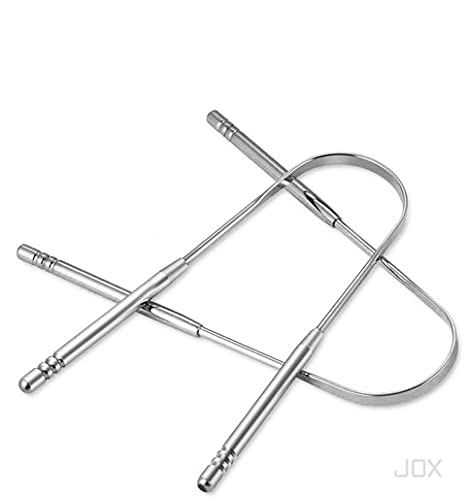 [Australia] - JOX Tongue Scraper Naturally Anti-Microbial - 100% Stainless Steel Tongue scrapers Tongue Care Tool Best Metal Tongue Cleaner and Bad Breath for Adults Oral Hygiene Includes 1 Cotton Bag (2) 2 