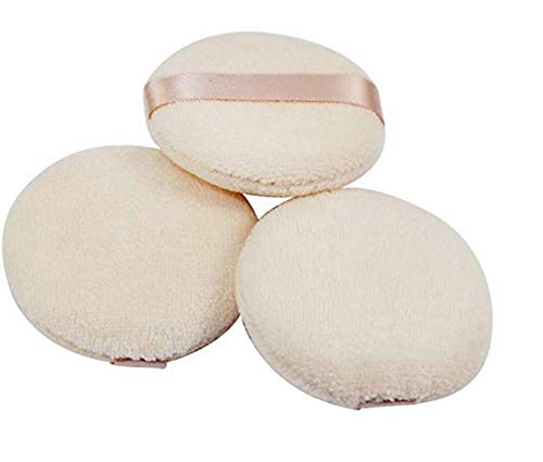 [Australia] - Wholesale 8cm 3.15inch Round Ribbon Cotton Soft Loose Powder Puffs Sponge For Face Makeup Cosmetic Foundation Facial Dry Loose Beauty Tool Blender(50PCS) 