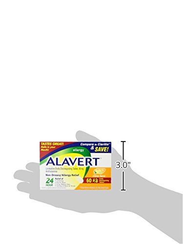 [Australia] - Alavert Allergy 24 Hour Relief, Citrus Burst Flavor, Orally Disintegrating Allergy Tablets, Non-drowsy Antihistamine, Loratadine 10mg, 60 Count 