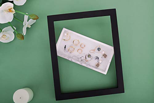 [Australia] - Emibele Jewelry Organizer Resin Tray, Bathroom Kitchen Dresser Vanity Tray Jewelry Dish Ring Holder Cosmetic Organizer for Candle Perfume Soap Shampoo Small Plant Home Decor, Mini Size - Marble White 