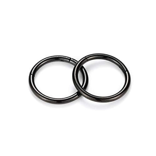 [Australia] - GAGABODY 2 Pcs Nose Rings 20G 18G 16G 14G 12G 10G 8G Surgical Steel Piercing Rings for Nose Septum Cartilage Helix Tragus Conch Rook Daith Lobe from 5mm to 16mm Seamless Hoop Unisex Hinged Earrings Black 16G-5/16"(8mm) 