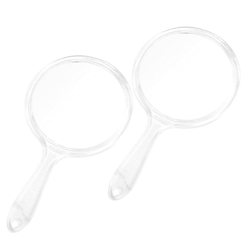 [Australia] - Minkissy Handheld Mirrors, 2Pcs Double- Sided Hand Mirror 1X/ 3X Magnifying Mirror Travel Makeup Mirror with Handle Makeup Tool (Clear) 