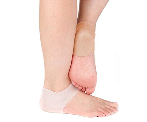 [Australia] - 1 Pair Silicone Gel Heel Protector-Sock Cracked Foot Care Pain Relief Anti-cracking Cushion Pad for Spur, Cracked, Foot Blister, Plantar Fasciitis (White) White 