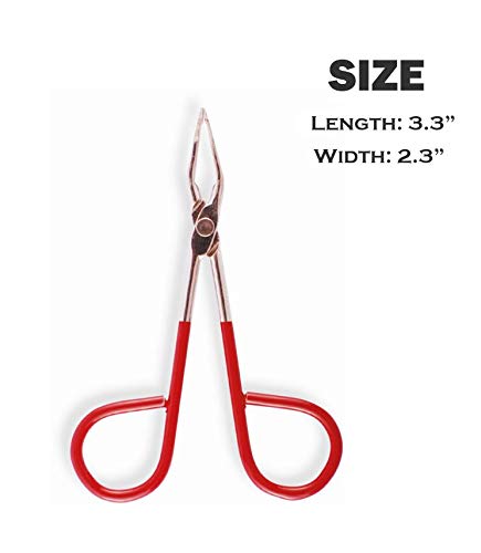 [Australia] - PROFESSIONAL Salon TWEEZERS with Easy Scissor Handle, The BEST PRECISION EYEBROW TWEEZERS Men/Women; PORTABLE Beauty Tools for Facial Hair, Ingrown Hair, Blackhead; Red 57RC; MADE IN MEXICO 