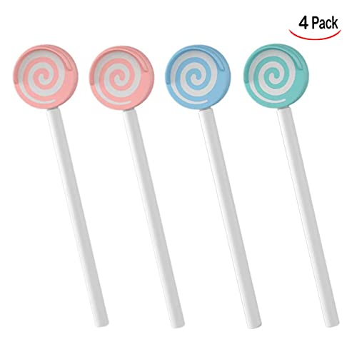 [Australia] - XLKJ 4pcs Kids Tongue Cleaner Small and Cute with Cover, Lollipop-Shaped Toddler Child Tongue Scraper for Remove Bad Breath, Healthy Oral Care 