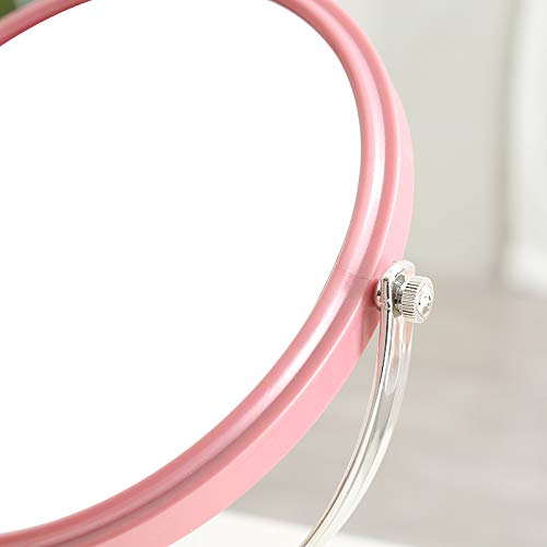 [Australia] - XPXKJ 6-Inch Tabletop Vanity Makeup Mirror Two-Sided Swivel Vanity Mirror with 3X Magnification (Bead Pink) 6 Inch Bead Pink 