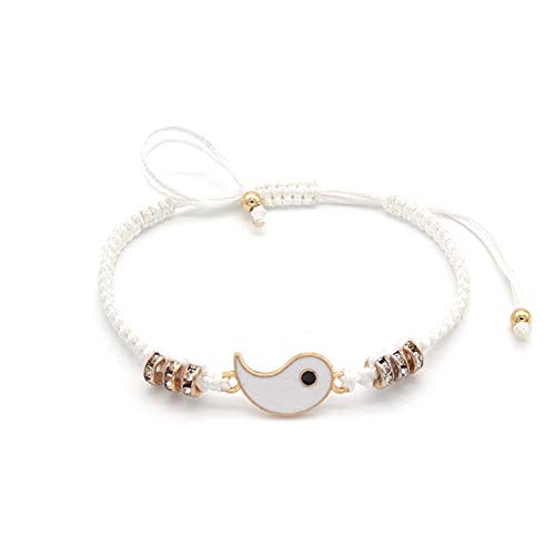 [Australia] - Binami 2 Pcs Yin Yang Adjustable Bracelet Matching Friendship Relationship Bracelets for Best Friend BFF Couple Valentines Gift gold 