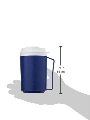 [Australia] - Sammons Preston 41486 Insulated Mug with Tumbler Lid, Durable Container for Hot and Cold Liquid Beverages, Tea, Smoothies,Blue Travel Coffee Cup with Lid for Elderly, Handicapped, Weak Grip,12 oz 12 oz. Tumbler Lid (Blue) 