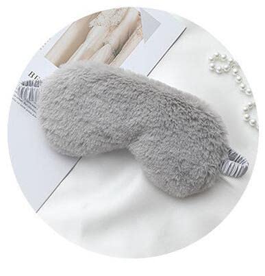 [Australia] - DBOO Silk Eye Mask Rabbit Plush Sleep Mask Blindfold Blackout Eye Cover Travel Portable Eye Shade with Elastic Strap for Women & Men (Grey) 
