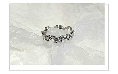 [Australia] - Cathercing Butterfly Rings for Women Silver Crystal Knuckle Rings Bohemian Rings for Teen Girls Joint Knot Ring for Party Daily Fesvital Jewelry Gift 