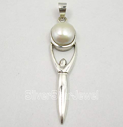 [Australia] - SilverStarJewel 925 Sterling Silver Natural Oval 10 x 12 mm Pearl June Birthstone Pendant 