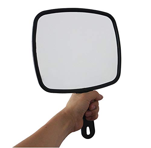 [Australia] - XPXKJ Handheld Mirror with Handle, for Vanity Makeup Home Salon Travel Use (Quadrilateral, Black) square 