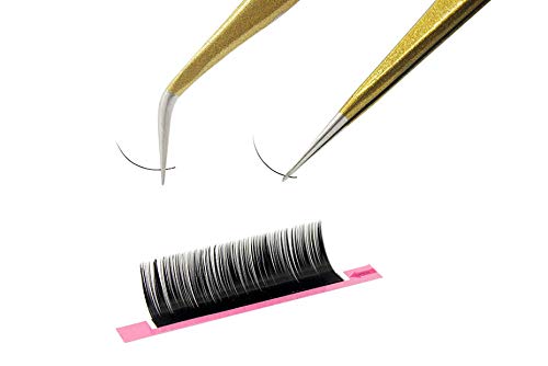 [Australia] - Tvoip 2 Pcs Gold Stainless Steel Tweezers for Eyelash Extensions, Straight and Curved Tip Tweezers Nippers, False Lash Application Tools 