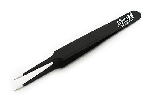 [Australia] - Excel Straight Point Tweezer, Black Straight Pointed 