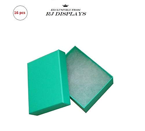 [Australia] - 16 Pack Cotton Filled Teal Blue  Robin's Egg Blue Color Cardboard Jewelry Gift and Retail Boxes 3 X 2 X 1 Inch #32 Size by R J Displays 