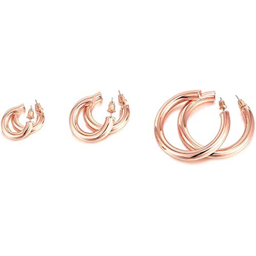 [Australia] - PAVOI 14K Gold Colored Lightweight Chunky Open Hoops | Gold Hoop Earrings for Women 20.0 Millimeters Rose Gold 