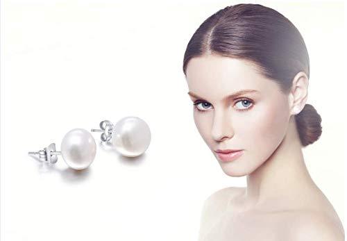 [Australia] - TreasureBay Stunning Natural Freshwater Pearl Stud Earrings With 925 Silver White 