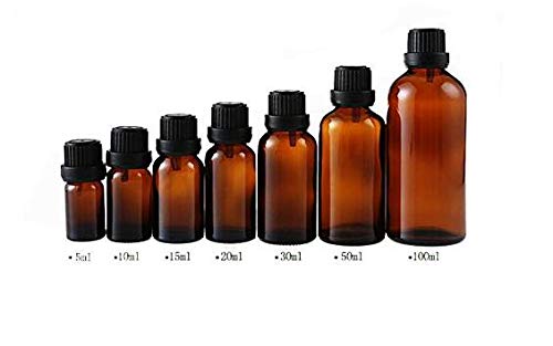 [Australia] - erioctry 50ml Amber Glass Vial Essential Oil Bottles Attar Bottles with Orifice Reducer and Black Cap for Essential Oils, Chemistry Lab Chemicals, Colognes & Perfumes Pack of 3 (50ml) 