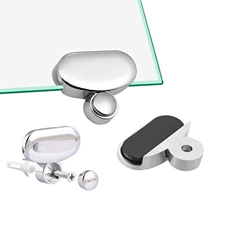 [Australia] - 4 Pcs Oval Silver Zinc Alloy Mirror Holder Clips Unframed Glass Mirror Hanging Kit Loaded Mirror Hanger Clips Mirror Mounting Clips Glass Door Retainer Clips Kit for Wall Bathroom Dresser 