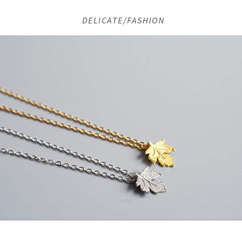 [Australia] - Fashionable Creative Natural Leaves Hemp Maple Leaf Pendant Necklace with Collarbone Chain silver 