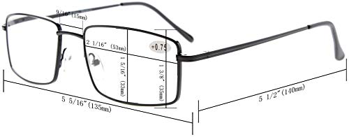 [Australia] - Eyekepper 3-pack Readers Rectangular Spring Temple Large Metal Reading Glasses Men Gunmetal +1.75 1.75 x 