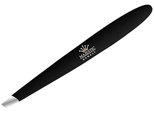 [Australia] - Professional Stainless Steel Slant Tip Tweezer For Men & Women - The Best Precision Eyebrow Tweezers Pluckers For Shaping Eyebrows & Hair Removal -Slanted Twizzers/Plucker- Brow Plucking black 