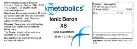 [Australia] - Metabolics Ionic Boron Liquid | Extra Strong | 100ml Bottle | Trace Mineral Liquid 