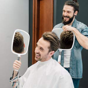 [Australia] - Snowflakes Large Hand Mirror with Handle-Hang Handheld Mirror Hairdresser Mirror.(White) 