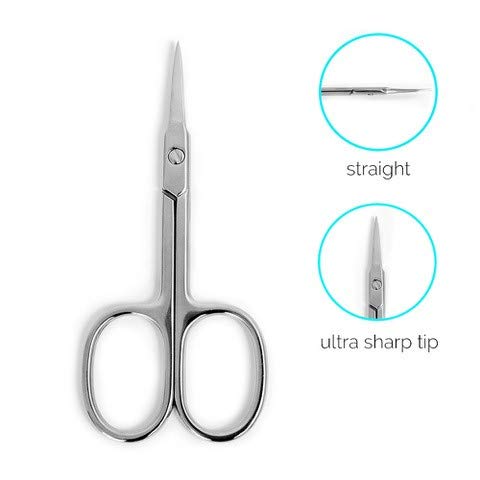 [Australia] - Stainless Steel Straight Beauty Scissors for Facial Hair, Manicure, Nail, Moustache, Eyebrow, Eyelash, Nose, Ear, Cuticle and Dry Skin Grooming Kit, Men and Women 