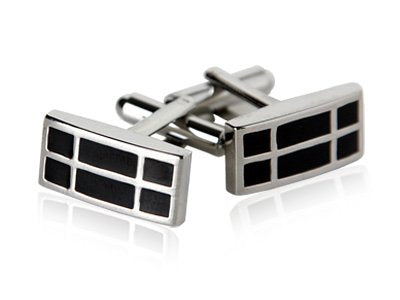 [Australia] - Cuff-Daddy Rectangular Black Enamel Cufflinks with Presentation Box 