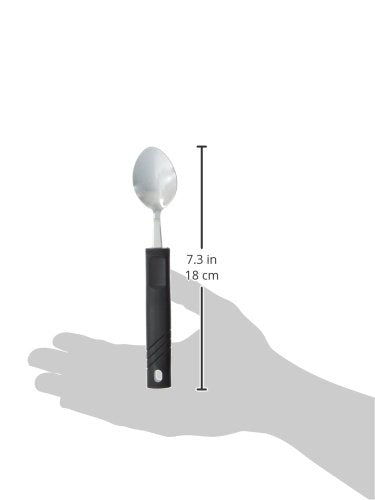 [Australia] - Sammons Preston Lightweight Stainless-Steel Teaspoon, 7.125" Long, 1.1 oz, Durable Black Nylon Handle, Light Weight Utensil for Eating with Arthritis or Weak Grip, Outdoor Dining & Camping Cutlery 