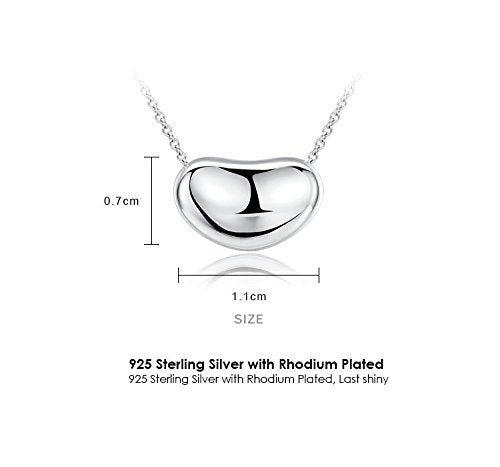 [Australia] - Ashley Jeweller .925 Sterling Silver Bean Charm Necklace Classic Forever 