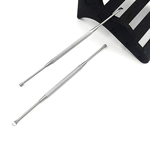 [Australia] - Luxxii 2 Pack - Stainless Steel Ear Spoon Portable Double-Ended Ear Pick Earwax Cleaning Tools Removal Ear Cleaner Spoon Spiral Ear Clean Tool 