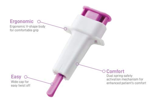 [Australia] - MediVena ONE-CARE PRO Safety Lancets, Top Push Button Activated, 30G x 1.2mm, 100/bx, Sterile, Gentle & Comfortable Sampling 