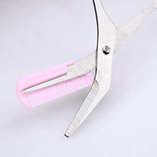 [Australia] - KDDOM 1 Pcs Stainless Steel Eyebrow Scissors With Comb,Curved Eyebrow Trimmer Grooming Small Scissors(Pink) 