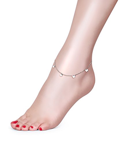 [Australia] - Anklet for Women Girl S925 Sterling Silver Adjustable Beach Style Foot Ankle Bracelet Jewelry Wafer 9+1 inches 