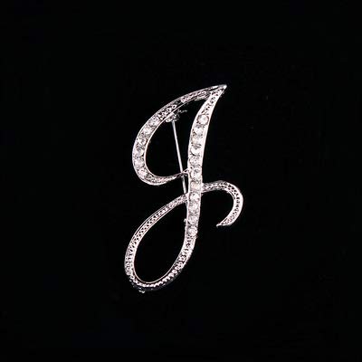 [Australia] - 2Pcs Gold Plated Initial Crystal Brooches for Women Dainty A-Z 26 Monogram Lapel Pin Jewelry J 