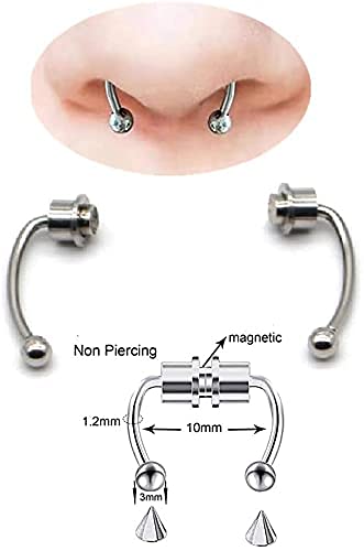 [Australia] - Non Piercing Magnetic Septum Nose Ring for Women Stainless Steel Hoop Reusable Fake Nose Jewelry Silver 